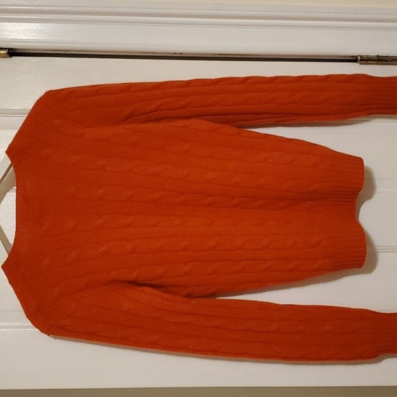 Ralph Lauren 100% CASHMERE Orange Cableknit Sweater S - Picture 4 of 7